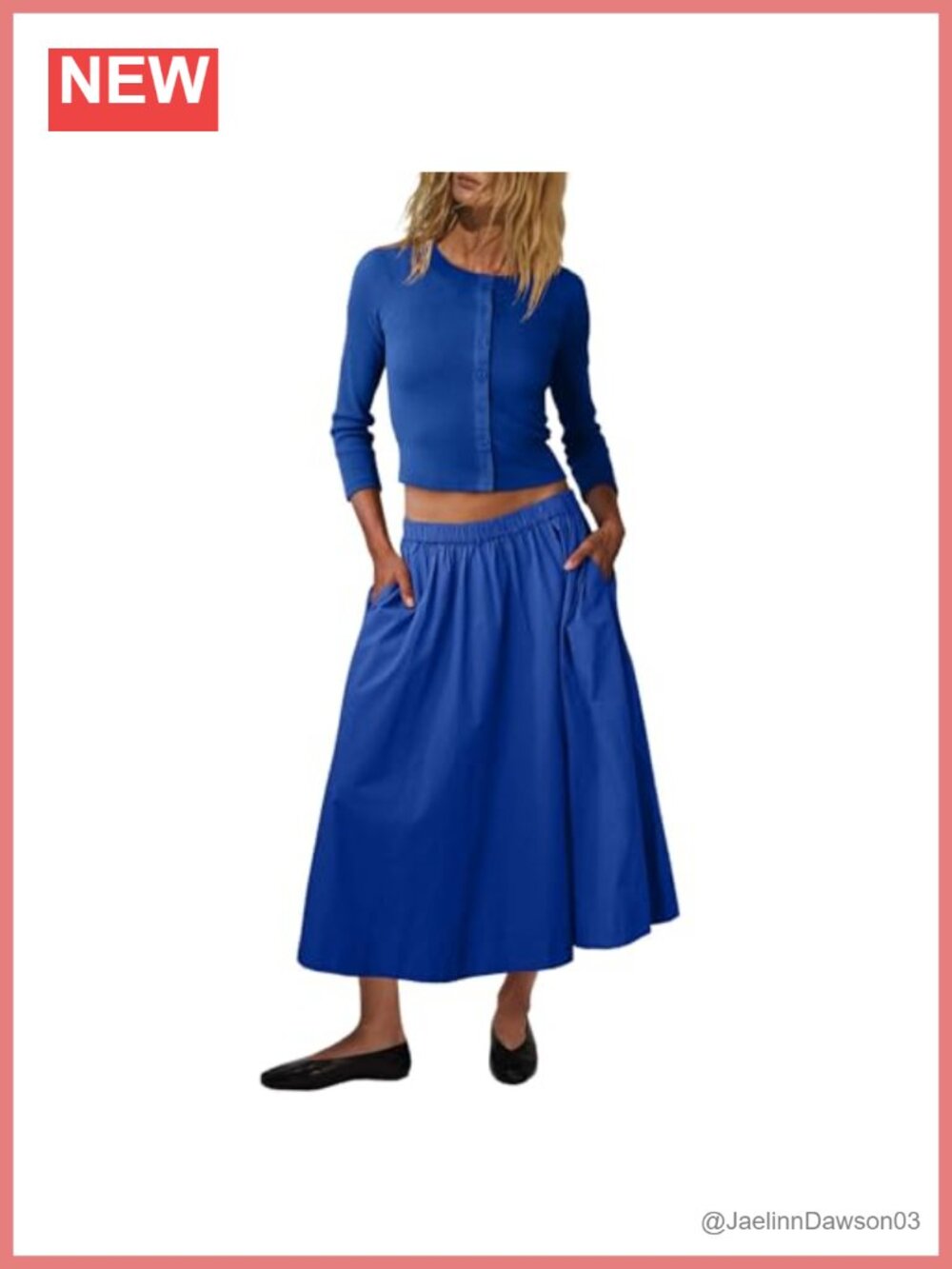 Womens 2 Piece Skirt Set Button Down Knit Cardigan Cotton Midi A Line Outfit